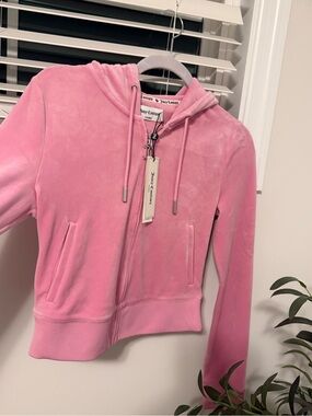 Juicy Couture Bubblegum Pink Velour Zip Hoodie Jacket